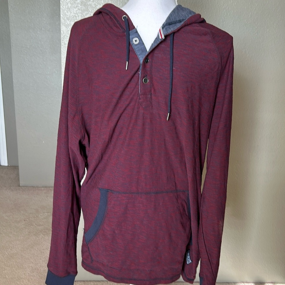 Flag & Anthem men’s hoodie, size large, maroon and gray